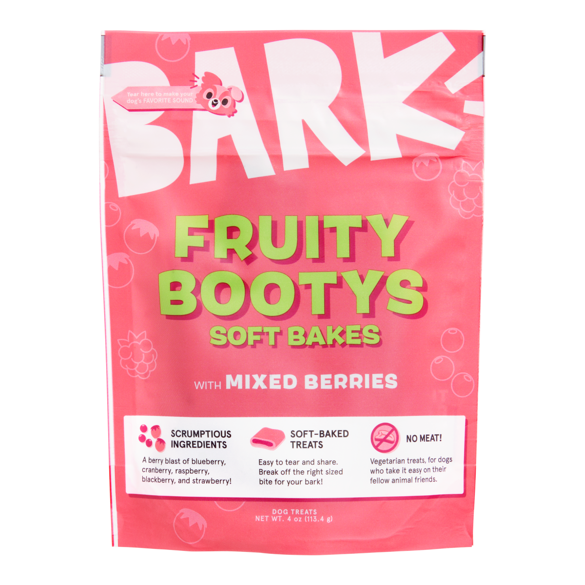 Fruity Bootys Soft Bakes Vegetarian Dog Treats, 4 oz